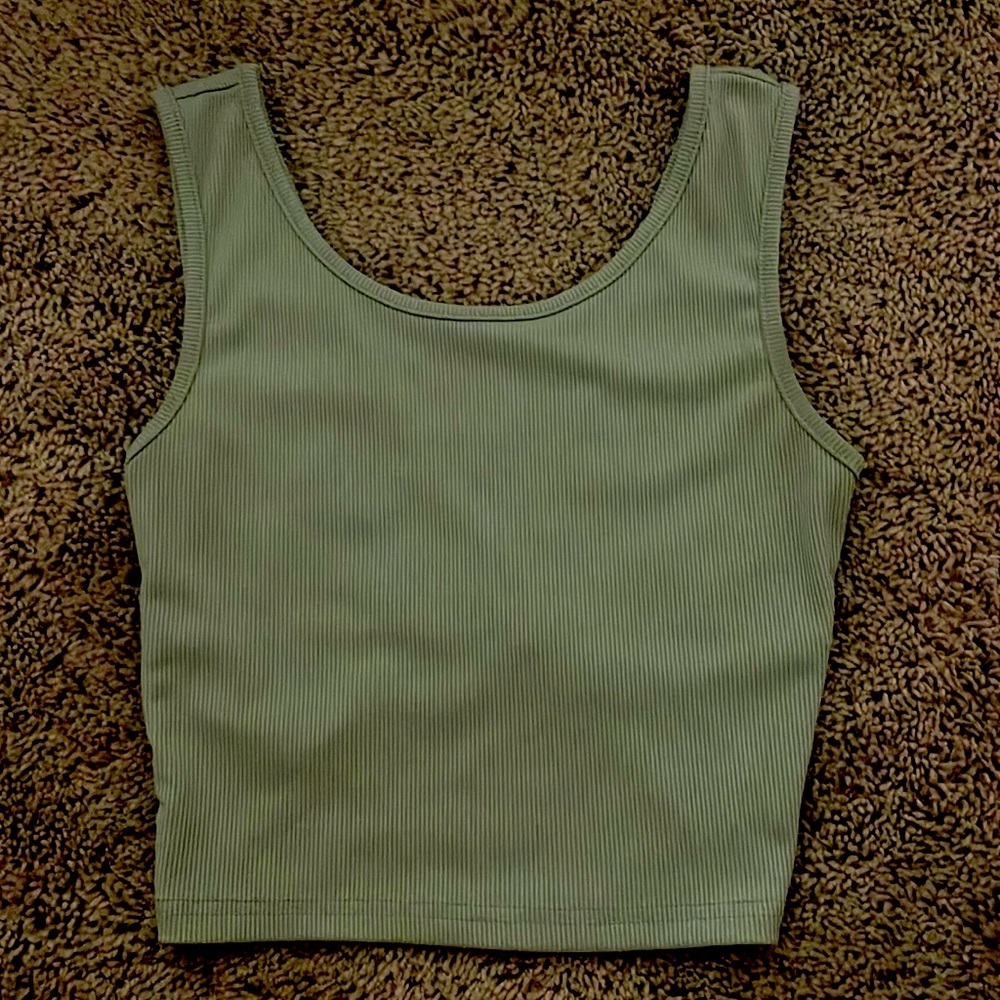 crop tank top. crossed in back.